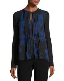 Northstar Holly Long-Sleeve Printed Silk Blouse at Neiman Marcus